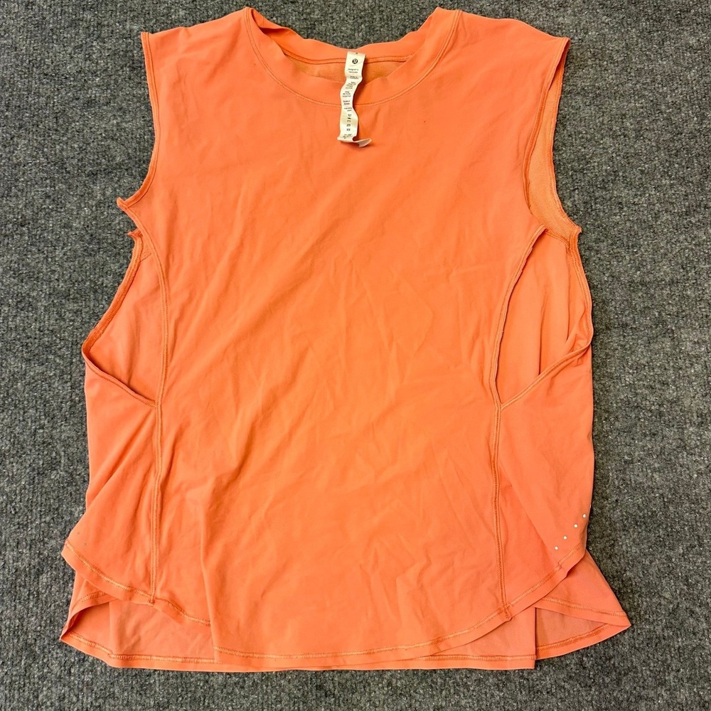 Lululemon Tank Top Womens Size 8 Orange Mesh Back Athletic Running Sleeveless